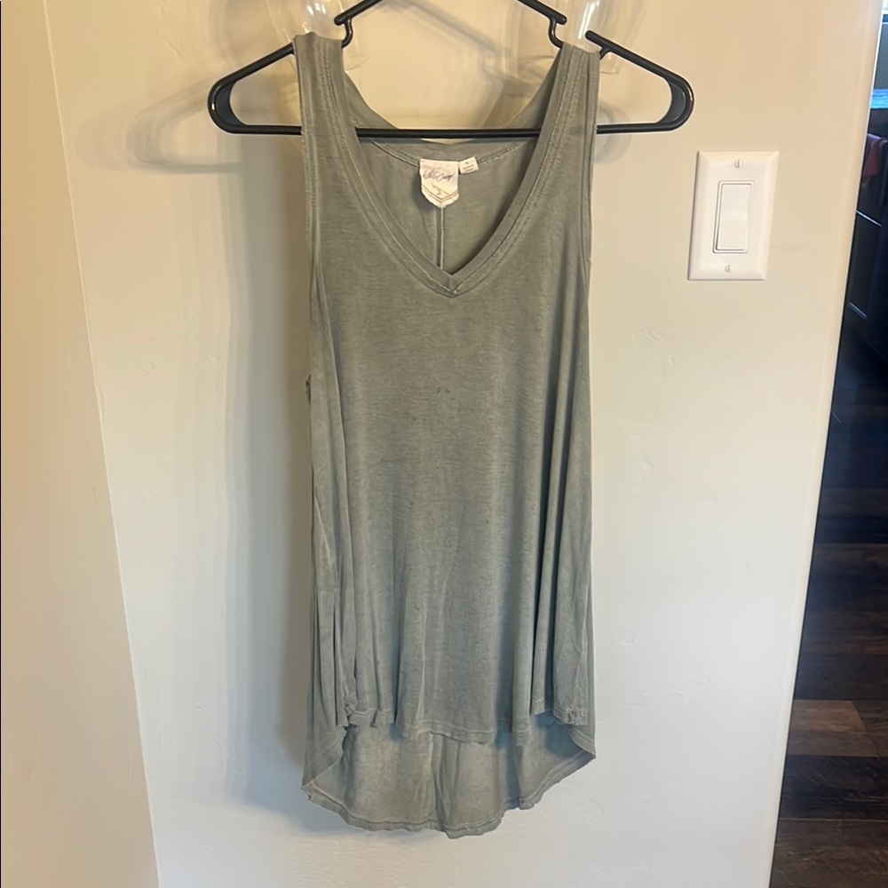 Green Relaxed Asymmetrical Tank Top